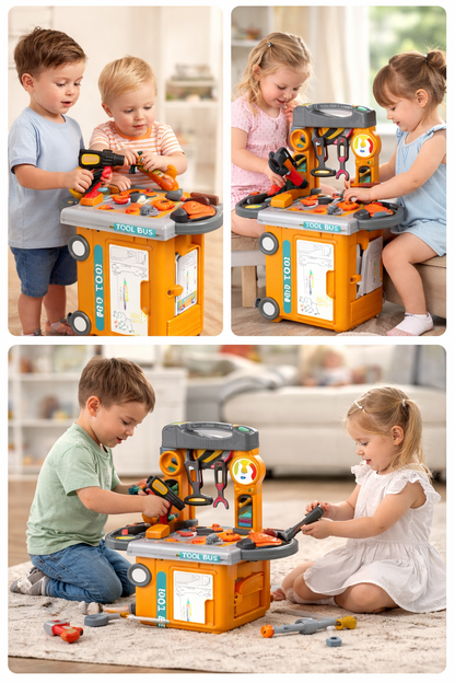 Kids Kitchen Cutlery Set Tools Bus Suitcase Toys